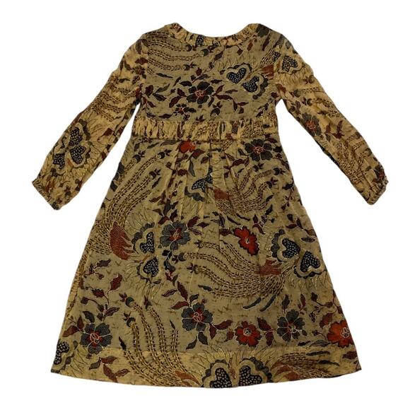 Diane Von Furstenberg Silk Brown Sheer Sleeves Knee Length Floral Dress Size 4 - Picture 11 of 13